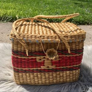 Boho basket purse, picnic basket, bohemian woven